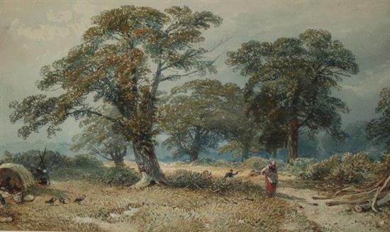 William Collingwood Smith (1815-1887) A gypsy camp at Tooting Common, 12.5 x 20in(-)